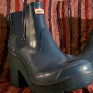 *Hunter* Blue High Heel Rain Boots